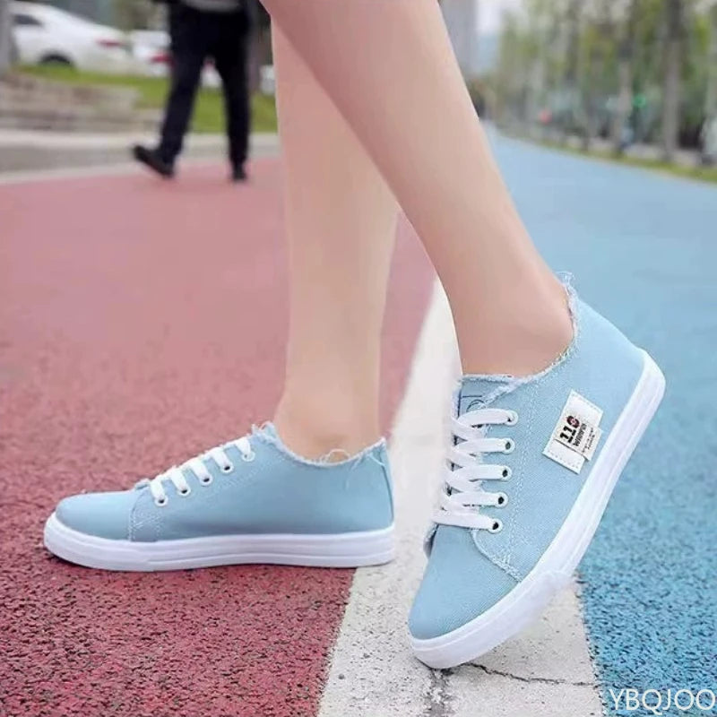 Baskets tendance en toile avec lacets pour femmes