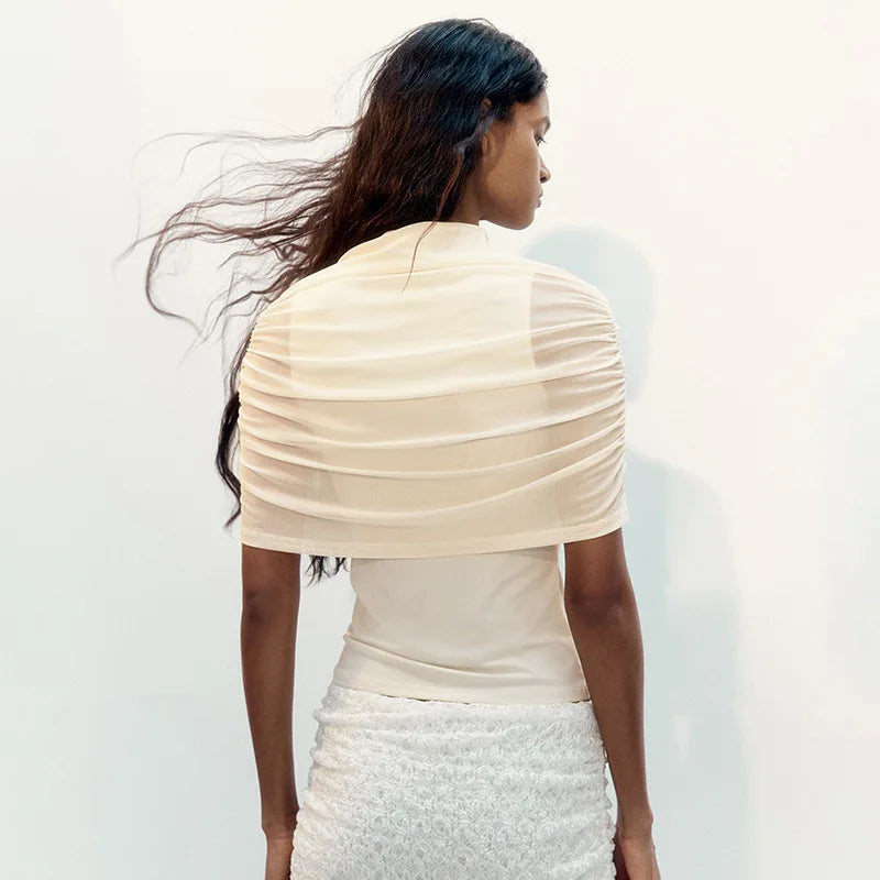 T-shirt en maille transparente pour femmes
