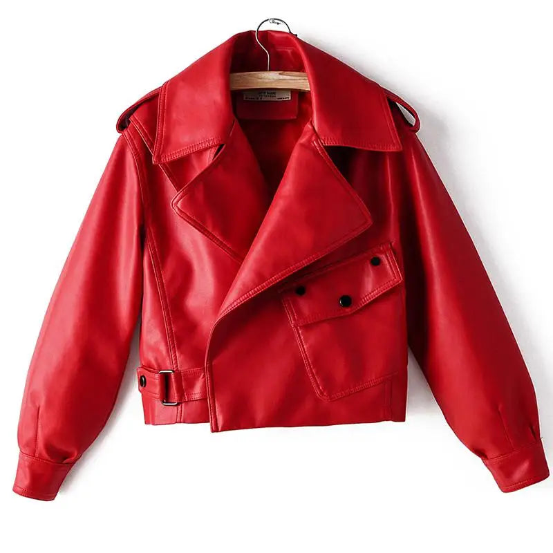 Veste courte en similicuir PU pour femmes