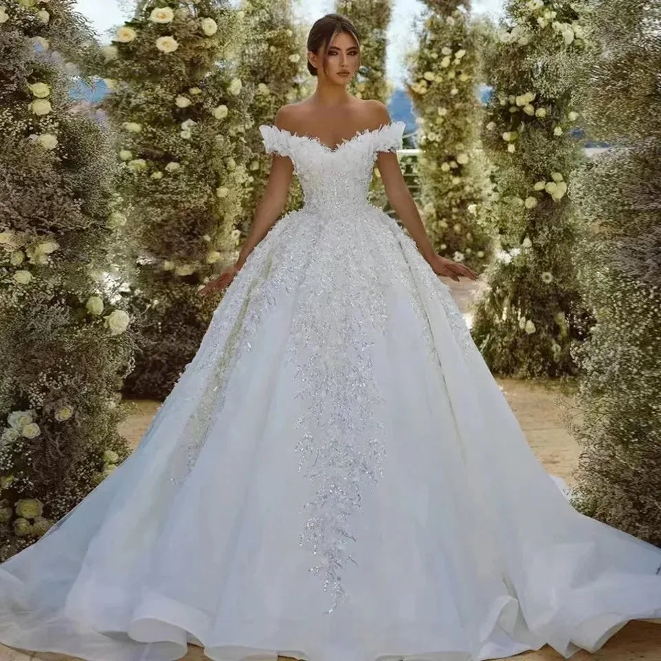 Robe De mariée avec épaules dénudées pour femmes