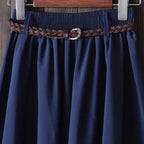 Jupe mi-longue plissée avec ceinture pour femmes