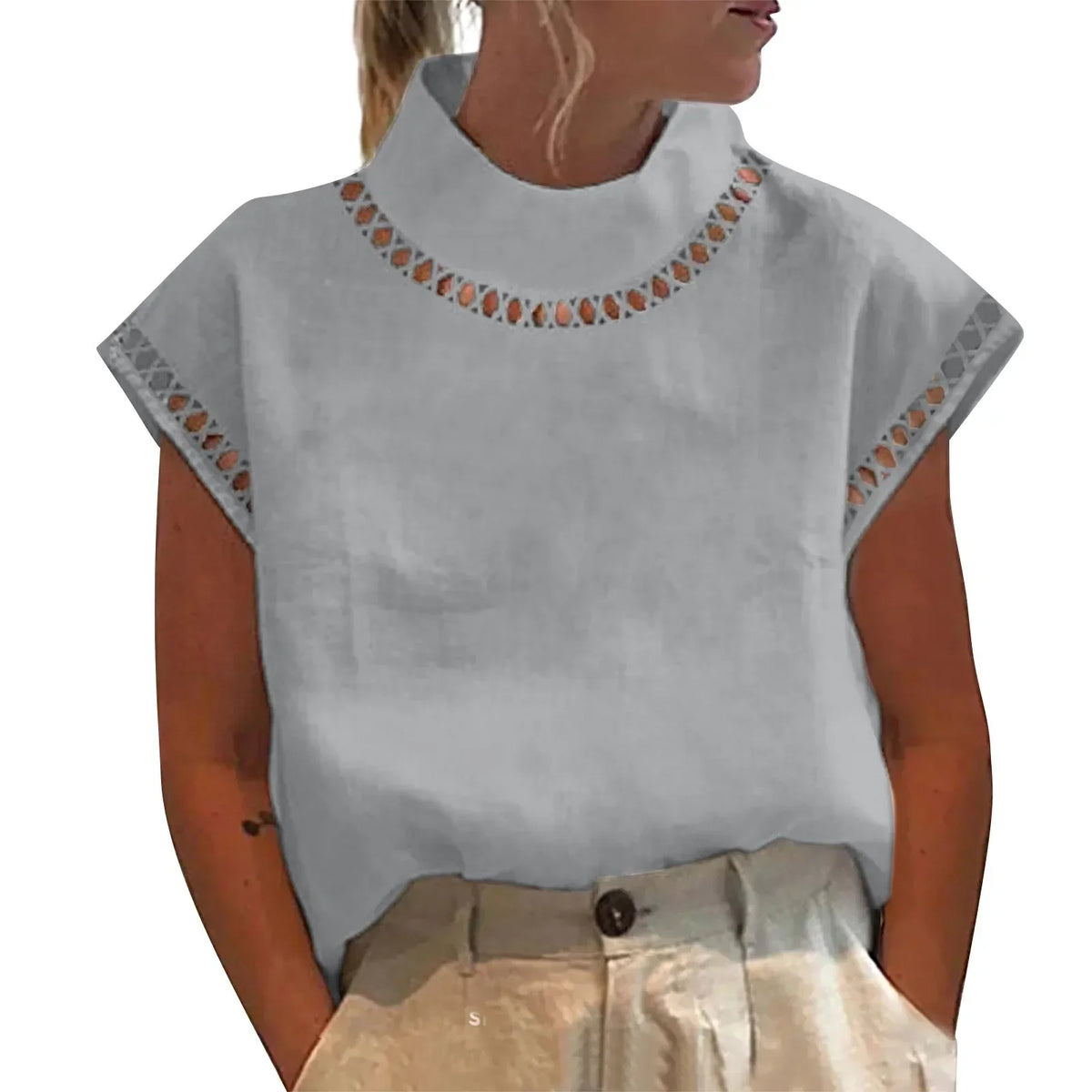Chemise blanche légère en lin de coton pour femmes