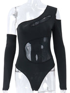 Body transparent dos nu hauts moulante pour femmes