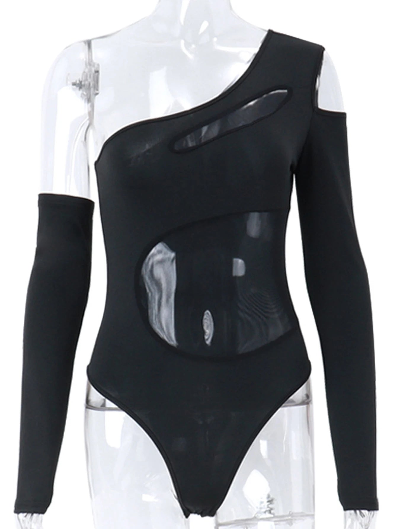 Body transparent dos nu hauts moulante pour femmes