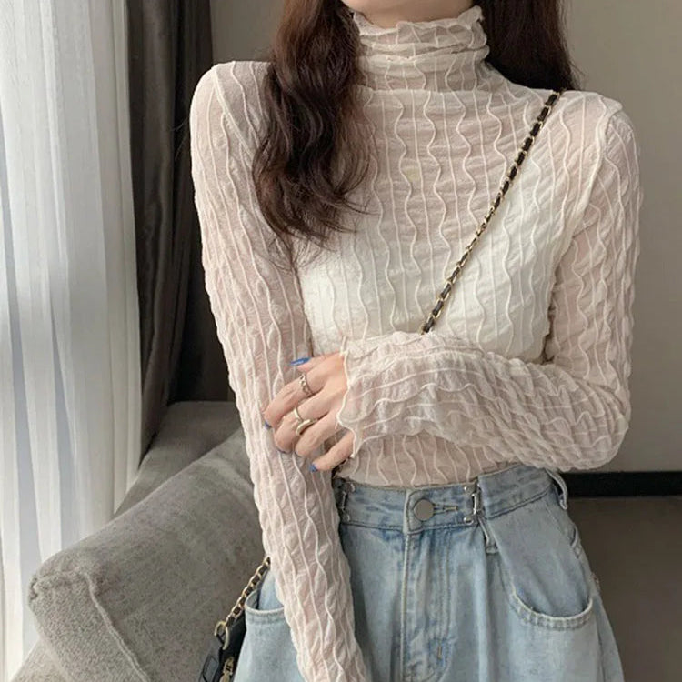 T-shirt en maille de dentelle pour femmes