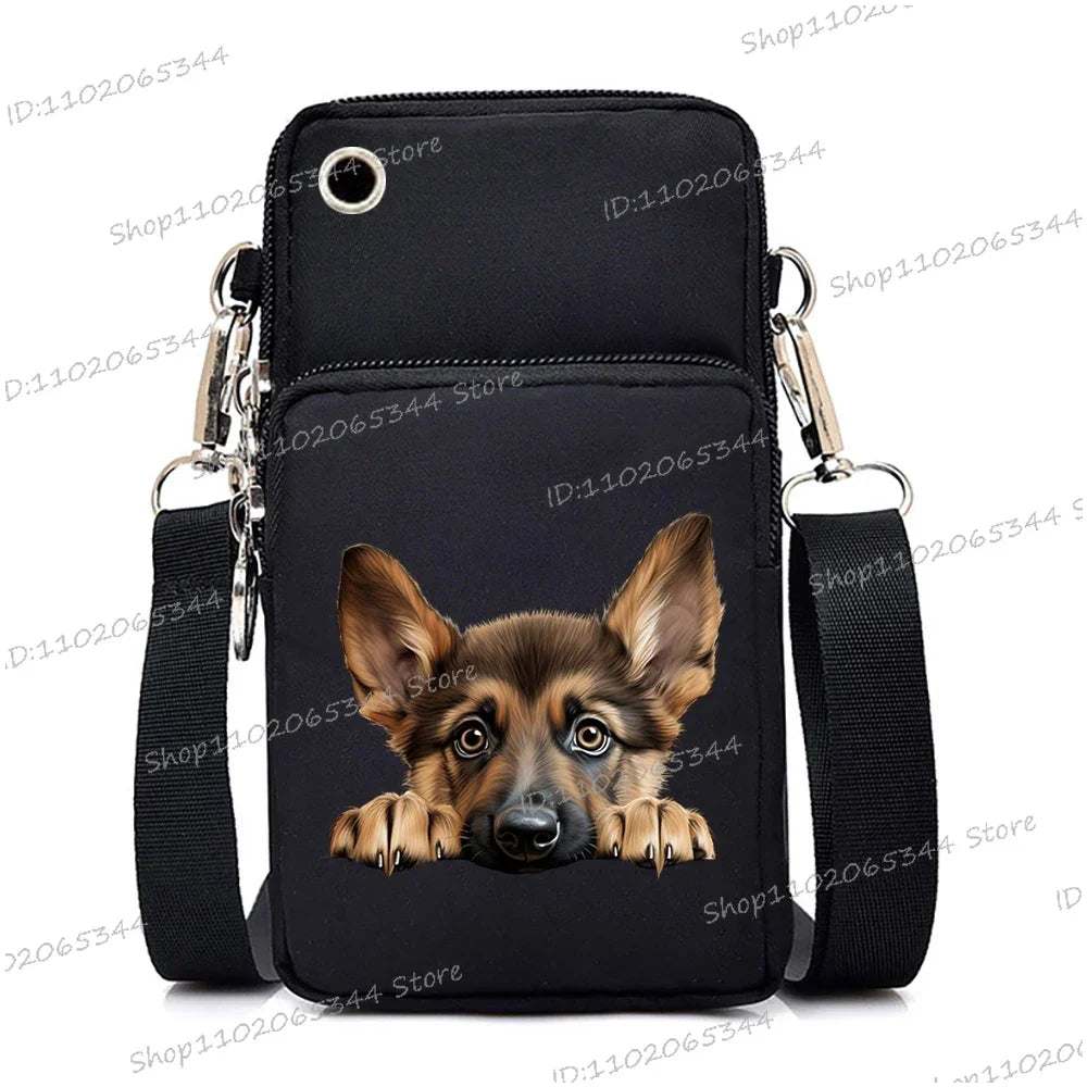Sac à main pour téléphone portable imprimé chien 3D pour femmes