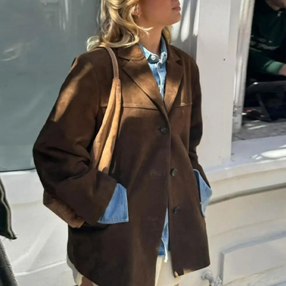 Veste confortable et décontractée de couleur unie pour femmes