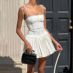 Robe mini bustier chic à lacets, sans manches pour femmes