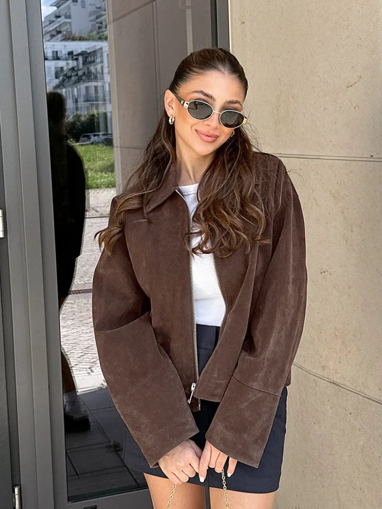 Veste courte vintage à col châle pour femmes