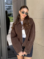 Veste courte vintage à col châle pour femmes