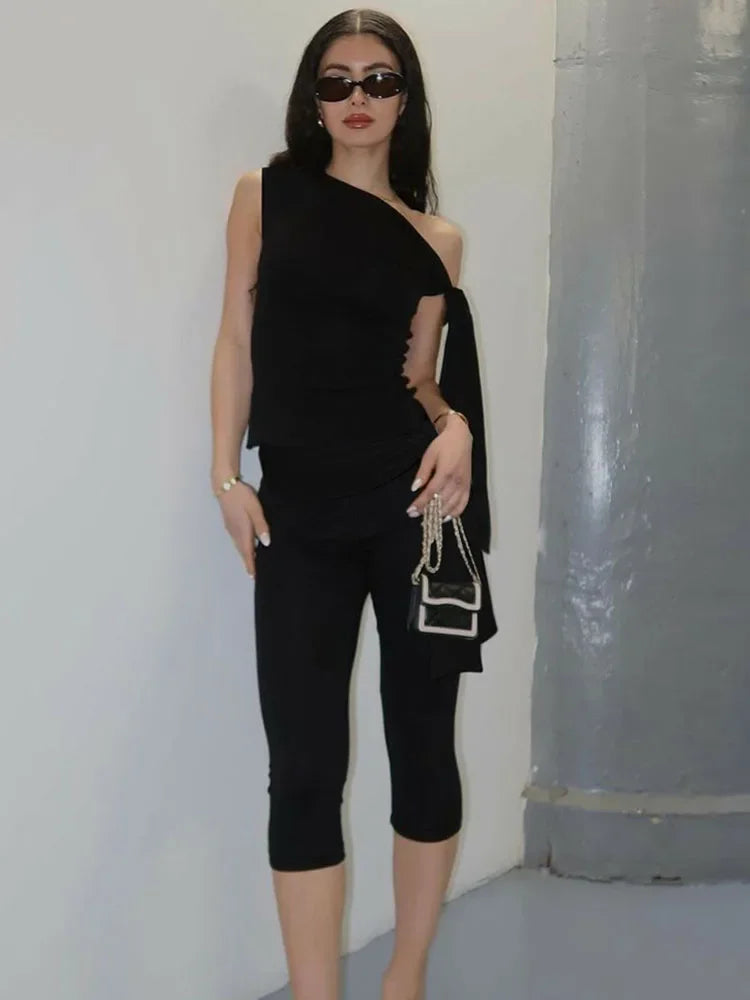 Ensemble 2 pièces haut court et short taille haute pour femmes