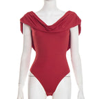 Body moulant plissée sexy pour femmes