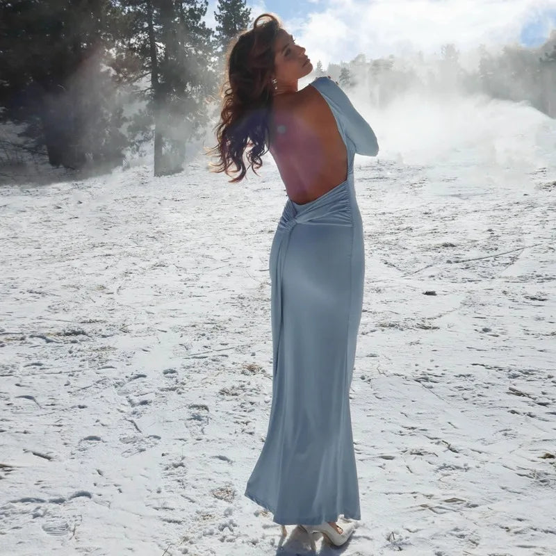 Robe maxi moulante dos nu sexy pour femmes