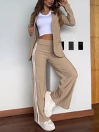 Ensemble 2 pièces pantalon à poches et blazer pour femmes