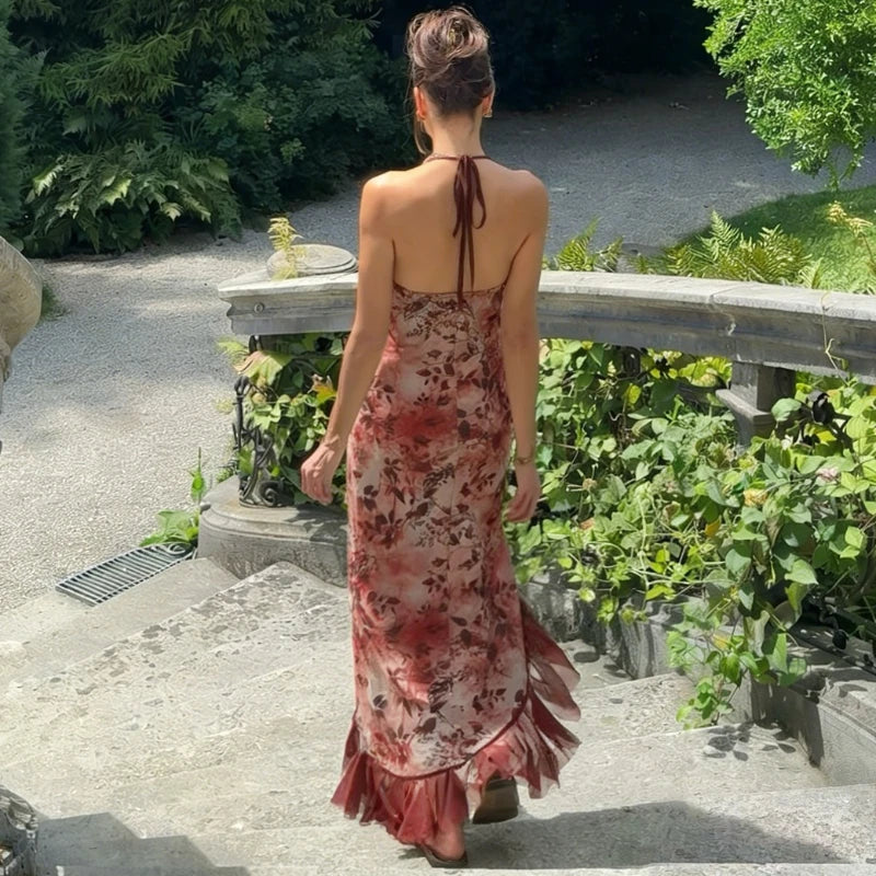 Robe longue élégante à imprimé floral pour femmes