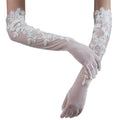 Gants en tulle doux avec appliques en dentelle blanche pour femmes