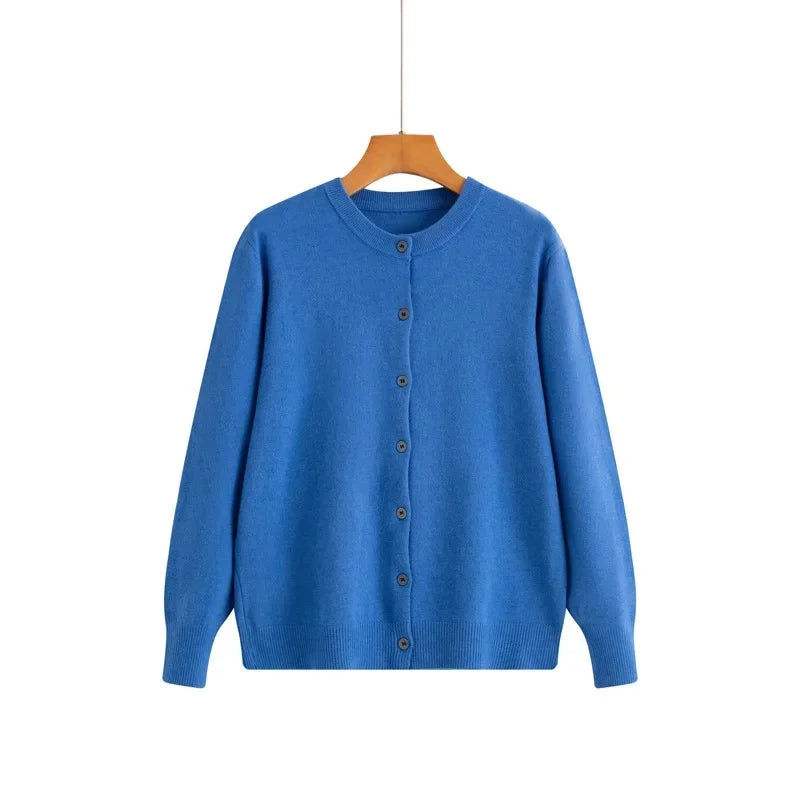 Cardigan tricoté à col rond pour femmes