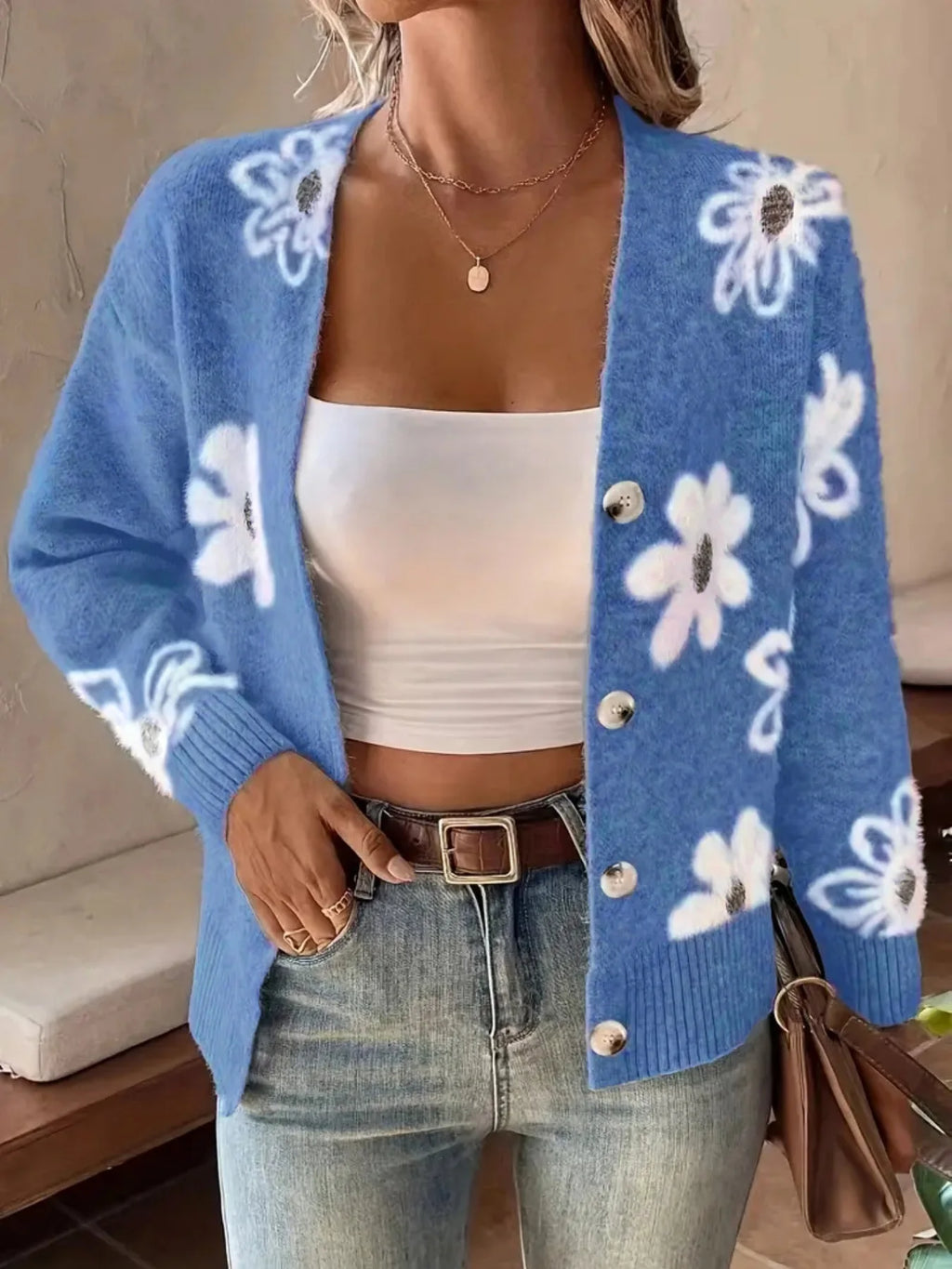 Cardigan à motif Floral pour femmes