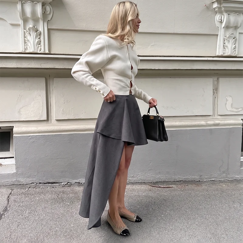 Jupe Courte Femme – Taille Haute et Volants Asymétriques