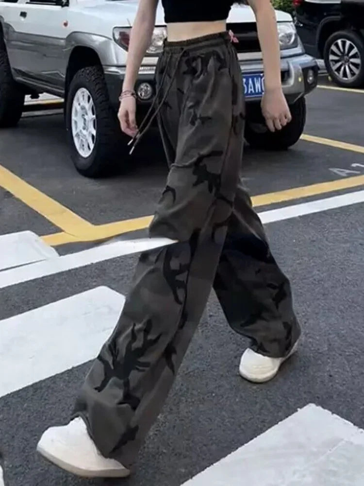 Pantalon à trous imprimé pour femmes