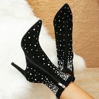 Bottines de luxe en cristal pour femmes