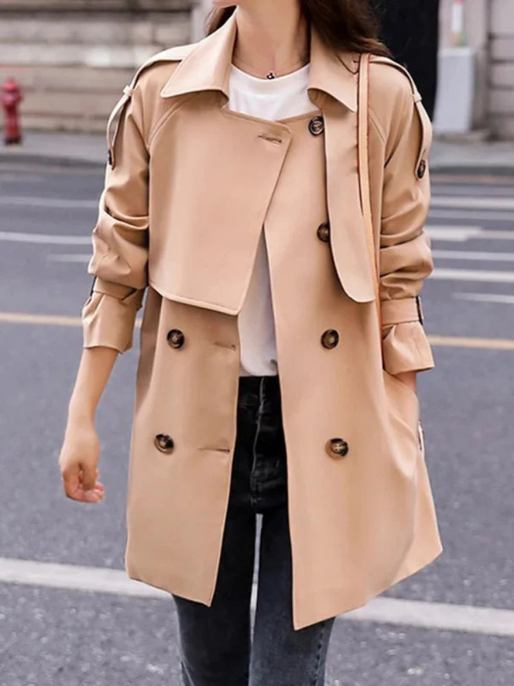 Trench-coat femme kaki classique avec ceinture