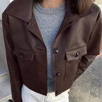 Veste rétro en en cuir pour femmes