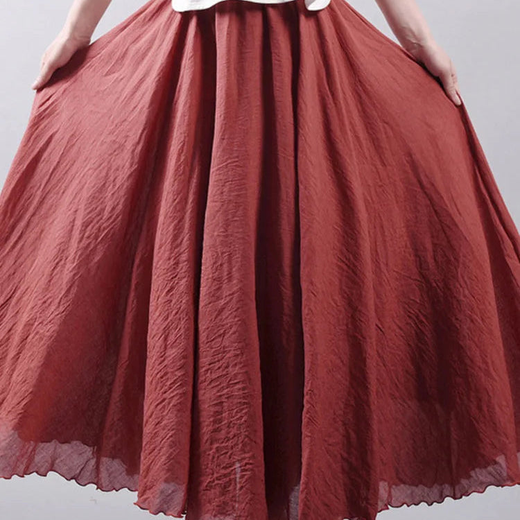 Jupe maxi en lin taille haute pour femmes