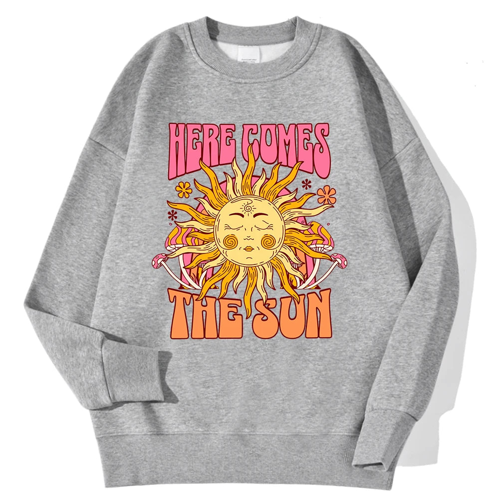 Sweat-shirt à capuche imprimé léopard et soleil pour femmes