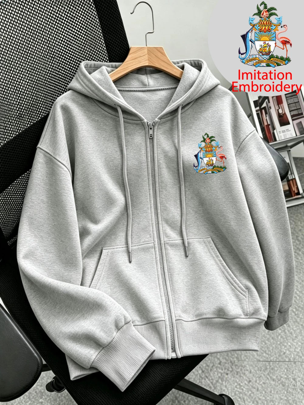 Sweat à capuche zippé imprimé Bahamas hivernal pour femmes