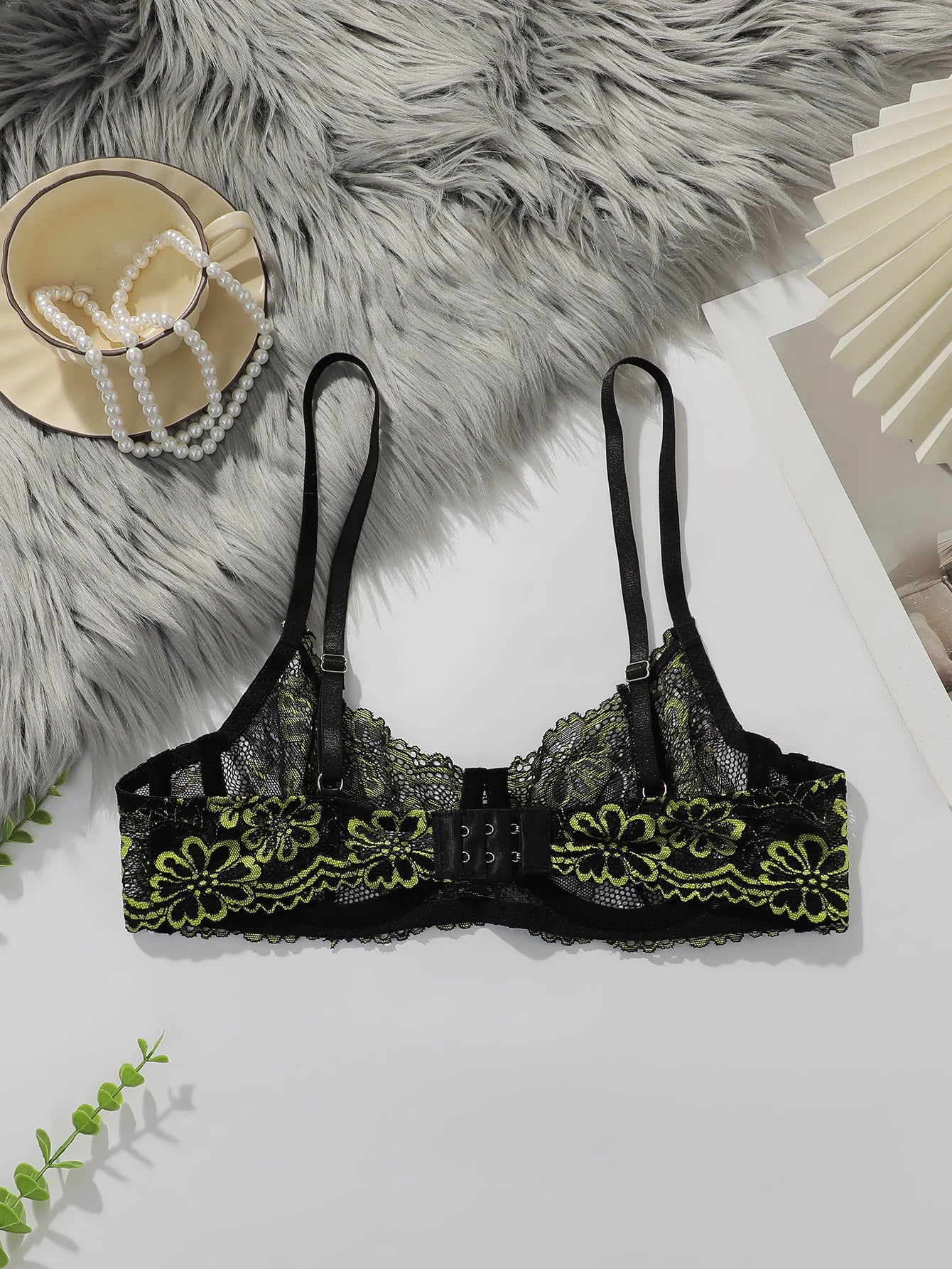 Soutien-gorge sexy en dentelle florale brodée pour femmes