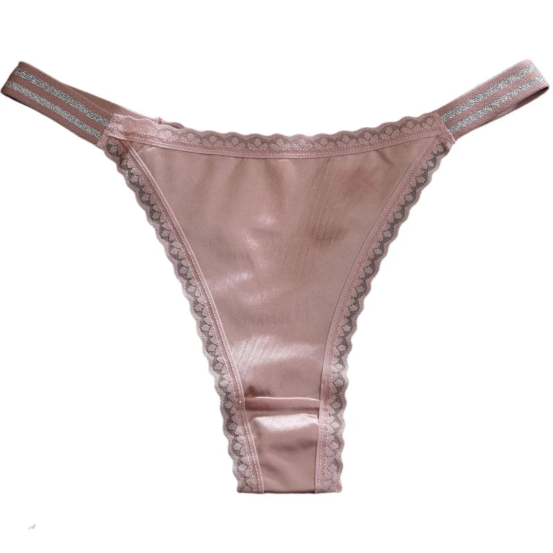 String taille basse en satin pour femmes
