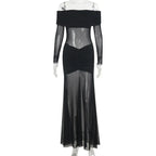 Robe de soirée en maille transparente pour femmes