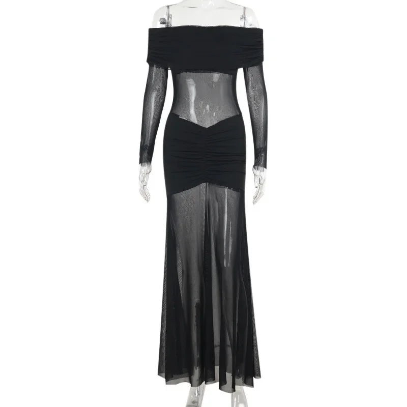 Robe de soirée en maille transparente pour femmes