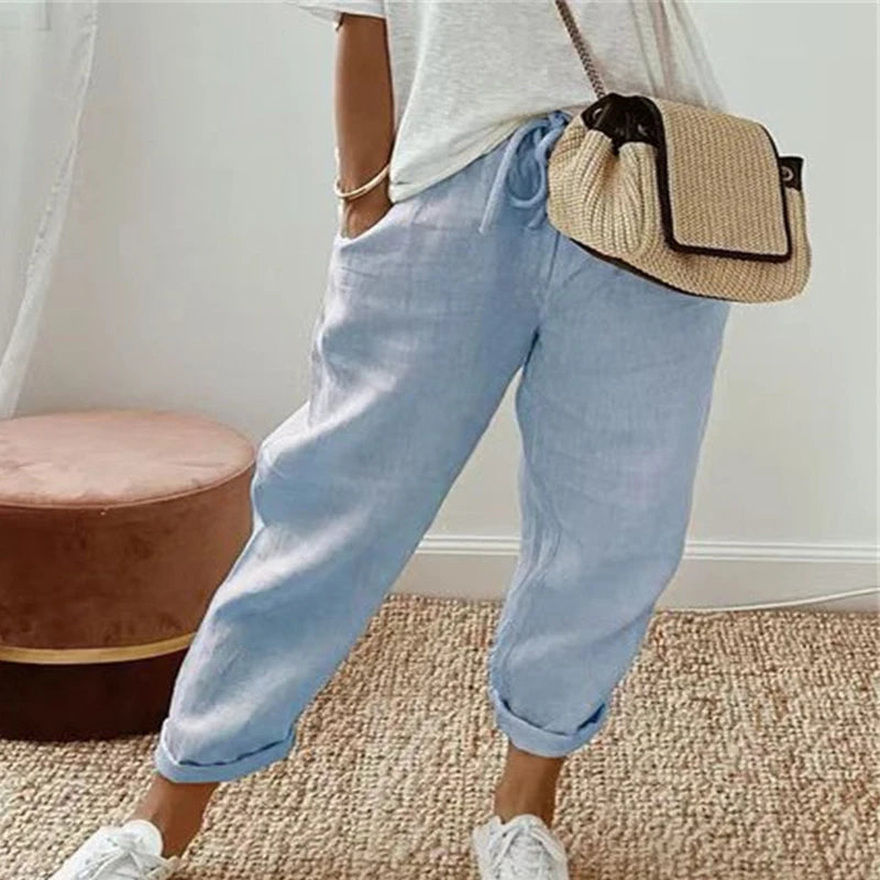 Pantalon vintage à imprimé floral pour femmes