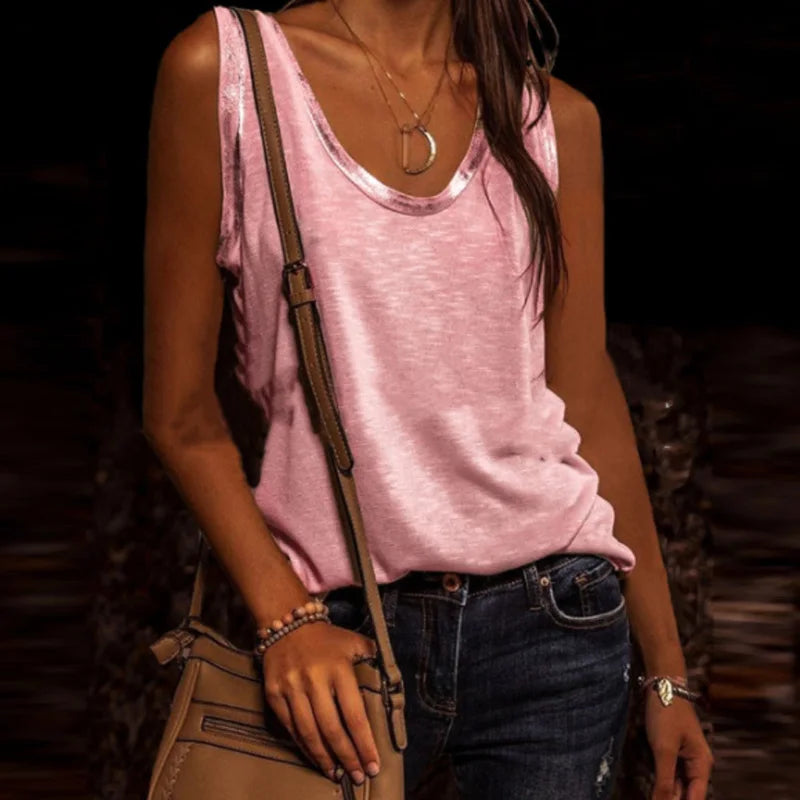 T-shirt à manches longues et col en V pour femmes
