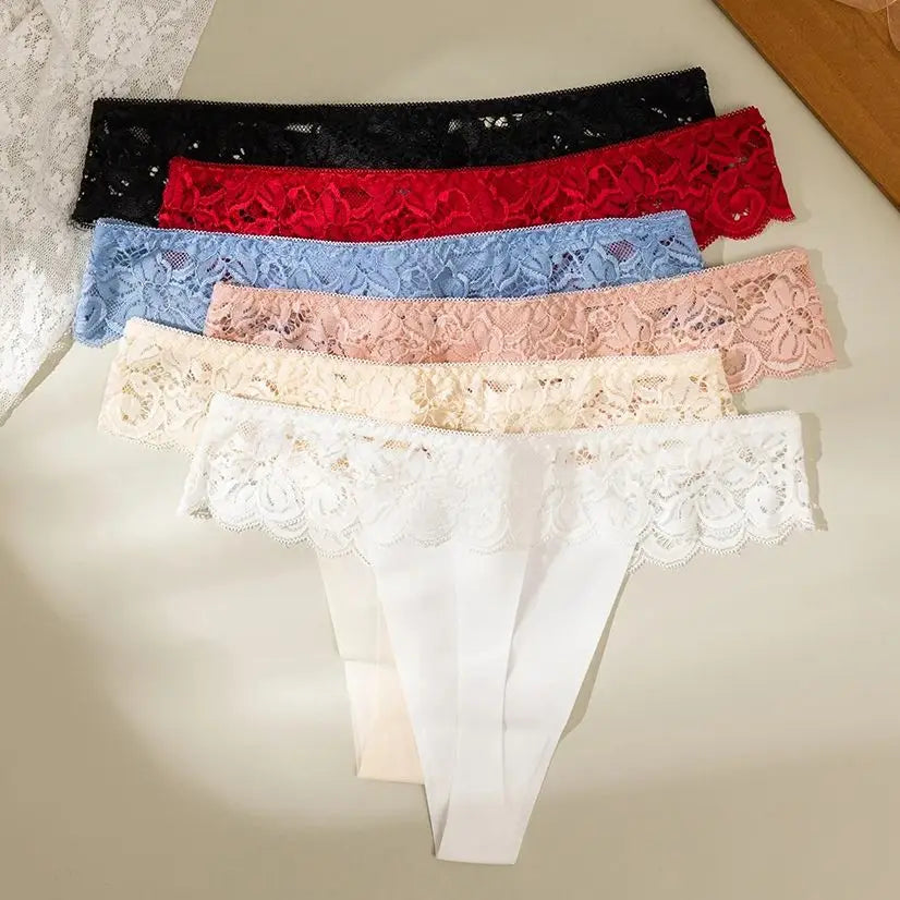 String sexy en dentelle à volants pour femmes