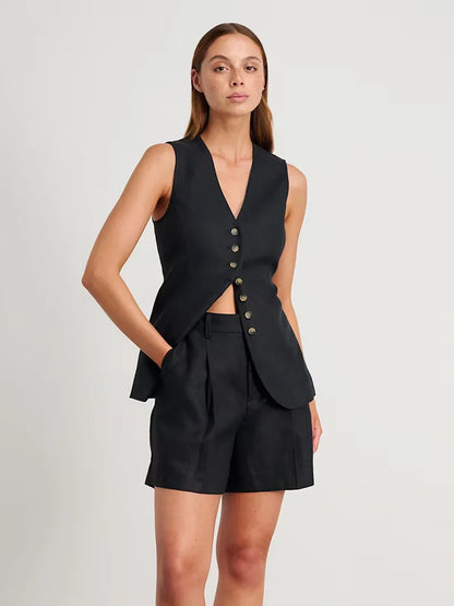 Ensemble Été Femme – Débardeur et Short en Coton et Lin