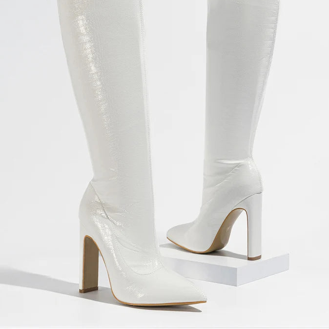 Bottes hautes en cuir noir pour femmes