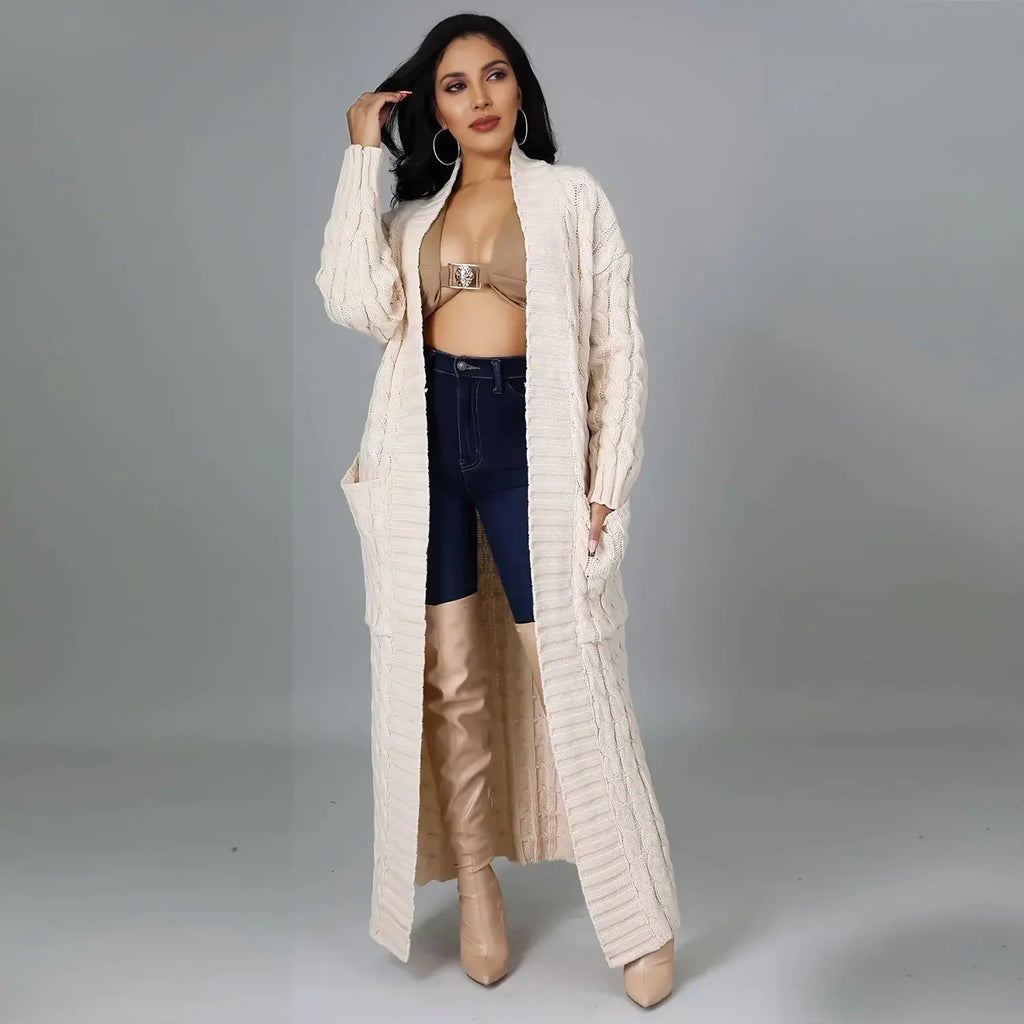 Cardigan long et torsadé pour femmes