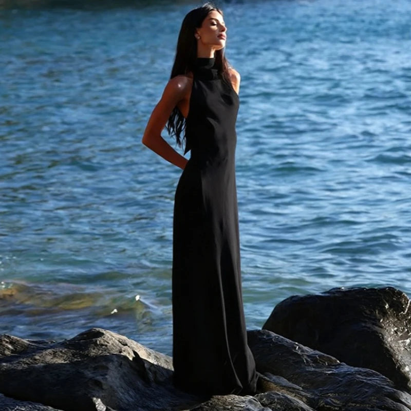 Robe Longue Satinée Femme – Tenue de Soirée Élégante