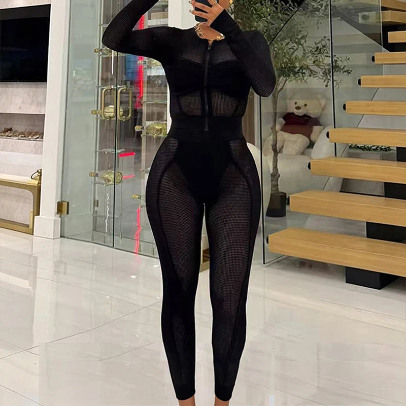Ensemble femme 2 pièces zippé avec t-shirt et legging