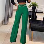 Pantalon droit taille haute tendance pour femmes