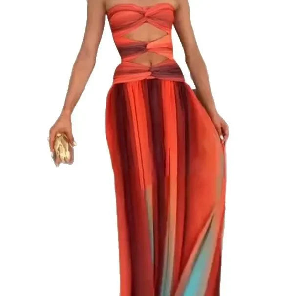 Robe longue de plage bleue pour femmes