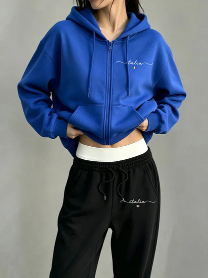 Ensemble 2 Pièces Femme – Sweats Zippés Imprimé Italia