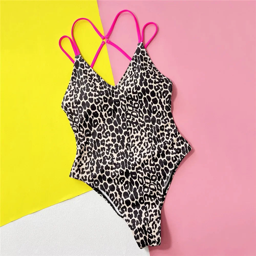 Maillot de bain une pièce imprimé léopard pour femmes