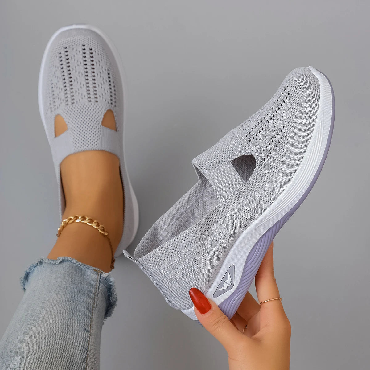Chaussures plates d'été en maille respirante pour femmes