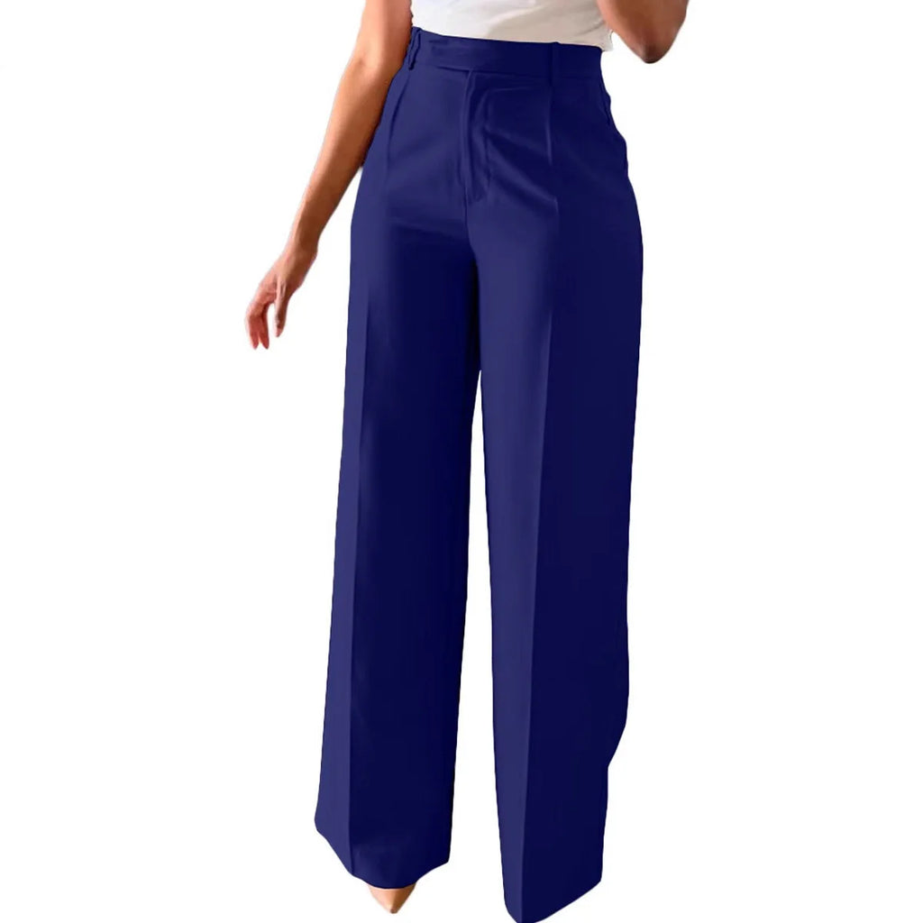Pantalon formel taille haute fluide à jambe droite pour femmes