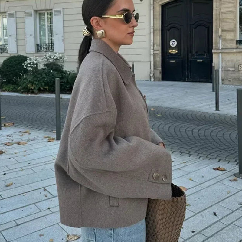 Manteau d'automne décontracté en laine pour femmes