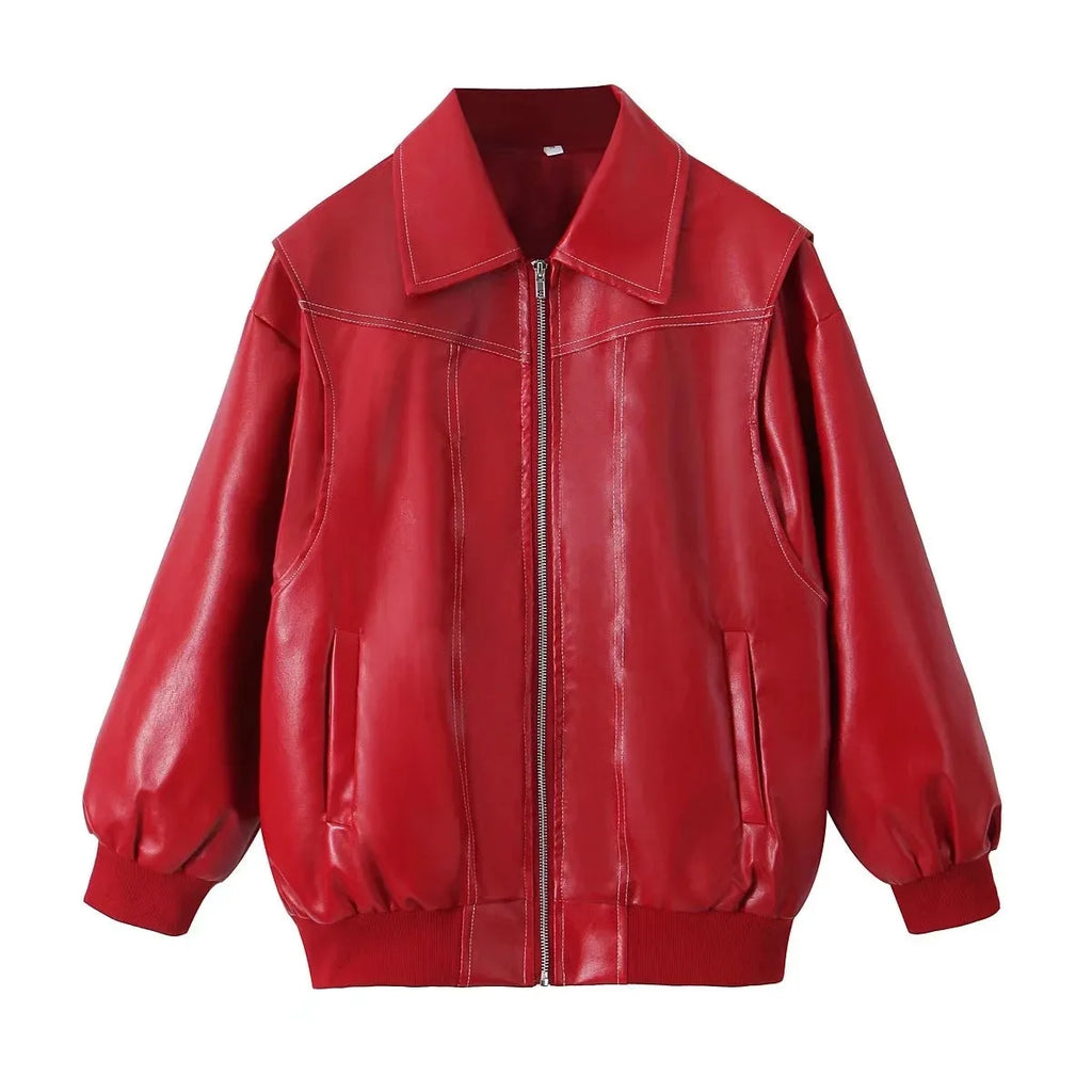 Veste en cuir PU pour femmes